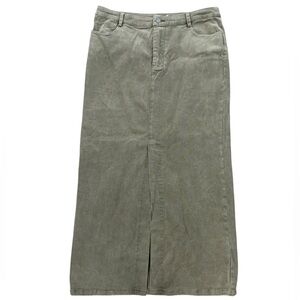 NWT In Loom Olive Green Midi Twill Stretch Skirt Size Large